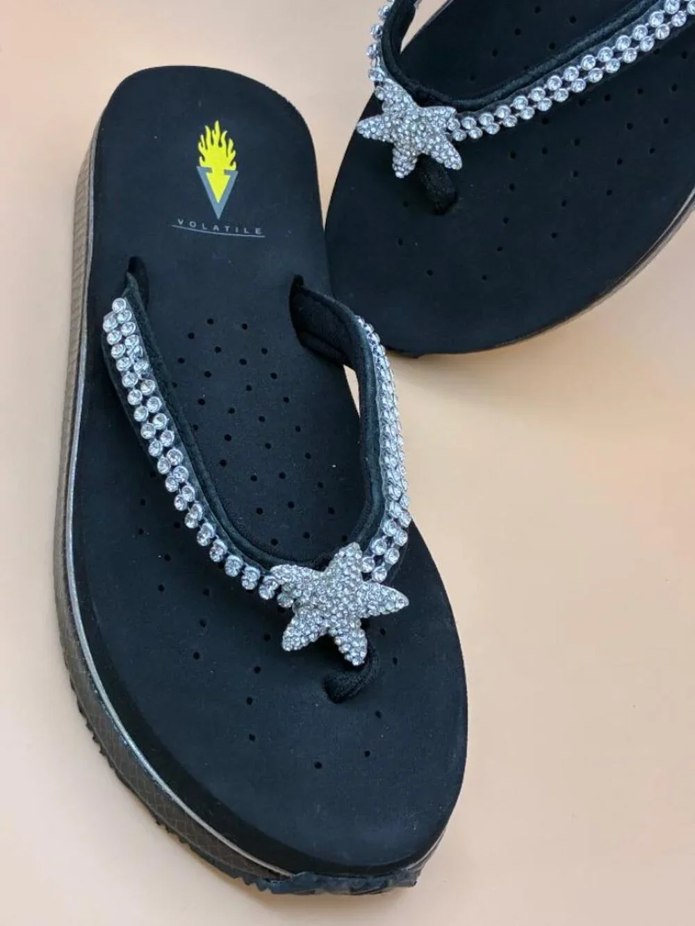 Volatile Women's Patricks Sea Shell Rhinestone Embellished Sandal Flip Flops 8M